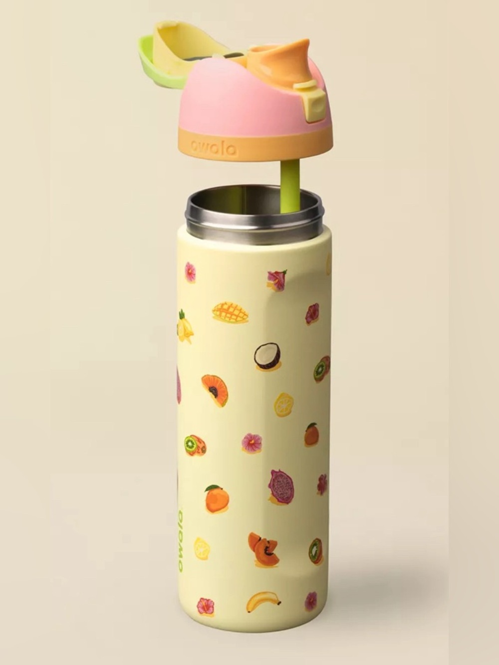 NWT Owala FreeSip Patterned 24 oz Tumbler Just Ripe Fruit beach summer tropical